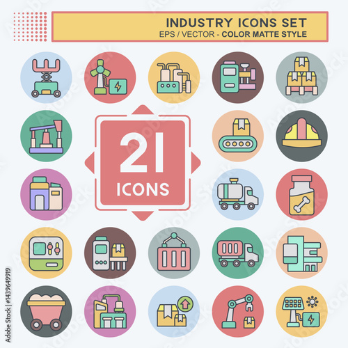 Icon Set Industry. related to Education symbol. color mate style. design editable
