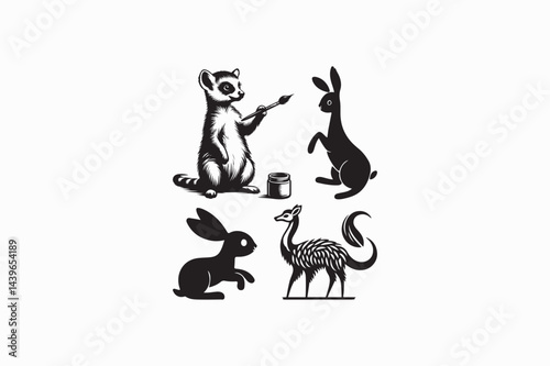 Meekest animal vector silhouette black and white image made by adobe illustrator. eps