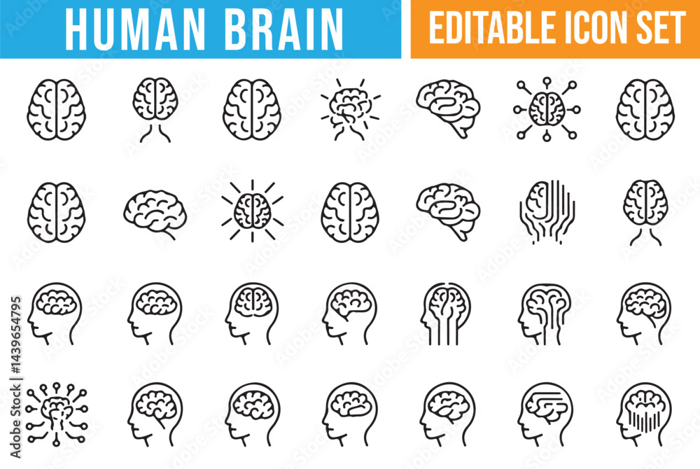 Fototapeta premium Set of Brain Icon Illustrations for Medical and Creative Use