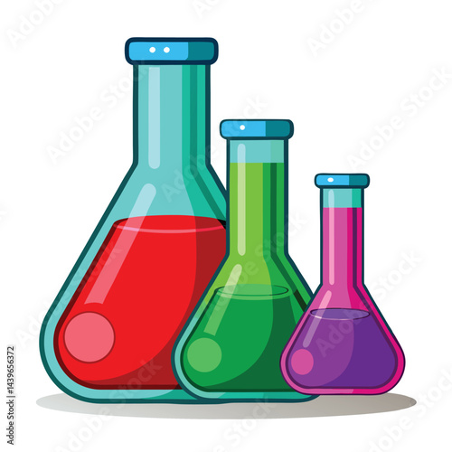 laboratory glassware on white background