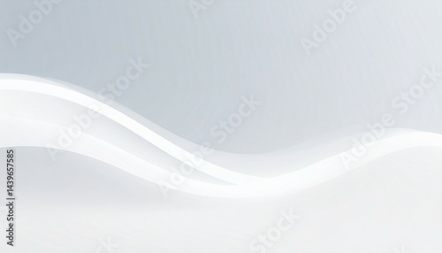 Elegant abstract background with smooth white flowing curves and subtle gradients on a soft light grey backdrop, symbolizing fluidity, purity, and modern design aesthetics
