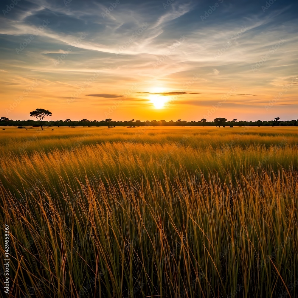 Fototapeta premium Togolese Savannah at Sunset