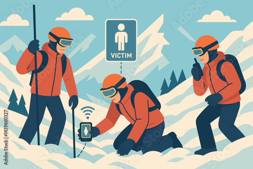 Flat high-risk scene featuring snow field, AR markers, and probe poles