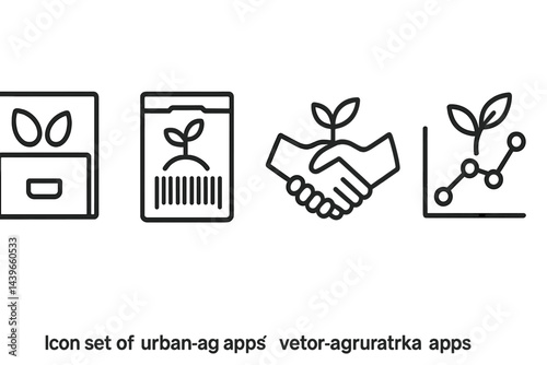 Seed-sharing icons mixing storage, ID, cooperation, and growth data