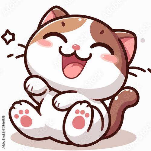Cartoon cat with a wide, joyful expression, displaying delight and playfulness.