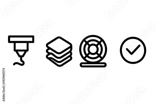 Fabrication icons highlighting nozzle, layers, material, and approval