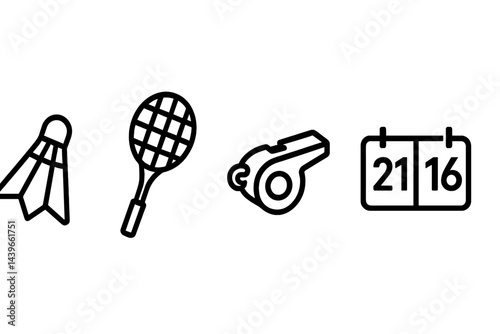 Indoor-court icons focusing on gear, officiating, and result