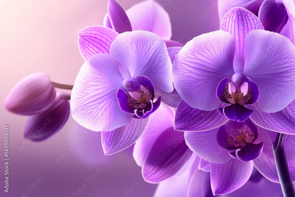 Fototapeta premium Close-up view of delicate purple orchids in bloom.