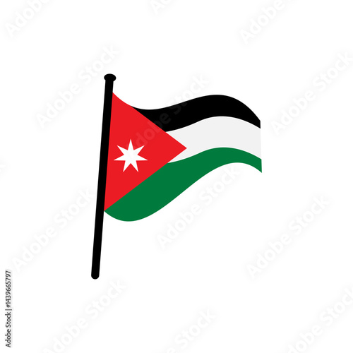 Jordan national flag waving.Independence Day and Republic Day