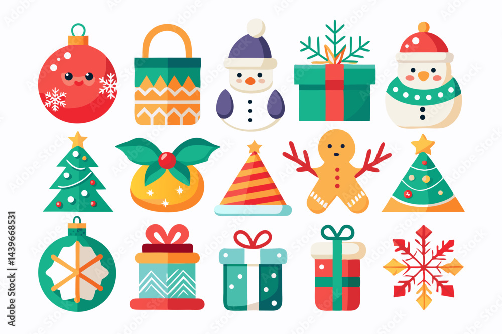 Fototapeta premium Christmas Icon Set on White Background