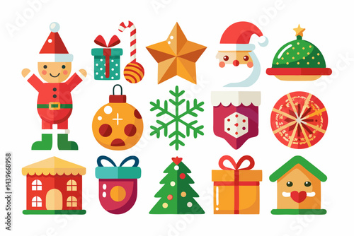 Christmas  Icon Set on White Background