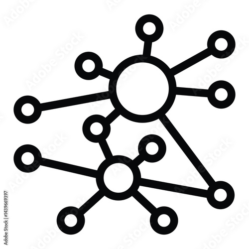 Net bubbles algorithm line icon, neural network concept. Vector graphics. Data sharing, deep learning sign on white background, style for mobile or design.