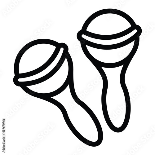 Maracas pair line icon, tropical voyage concept. Vector graphics. Festival maracas, musical instrument sign on white background, style for mobile or design.
