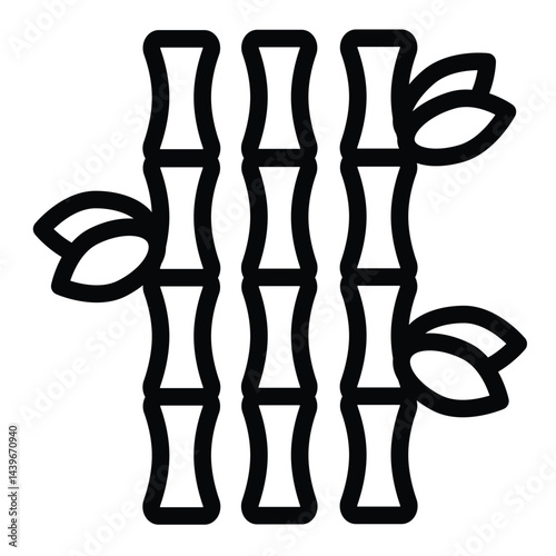 Bamboo tree trunk with leaves line icon, tropical voyage concept. Vector graphics. Tropical flora plant, floral sign on white background, style for mobile or design.