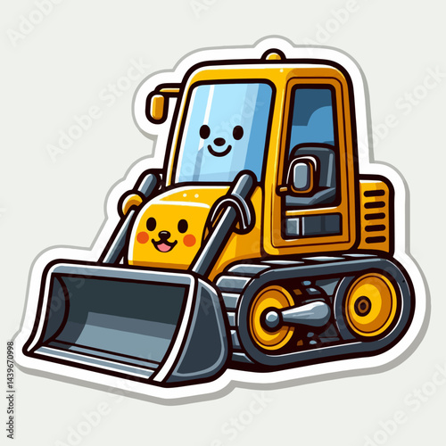 Cheerful, cartoon depiction of a small bulldozer, perfect for children's illustration projects.