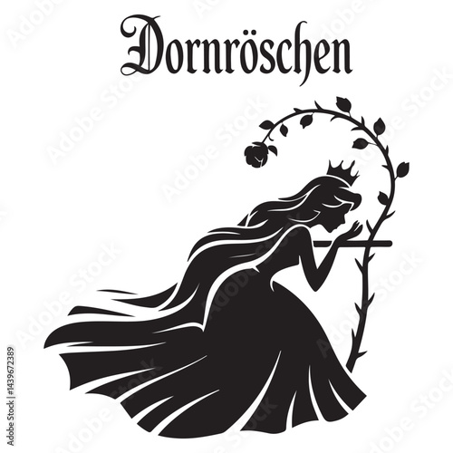 Dornröschen Vector Black silhouettes. with white background