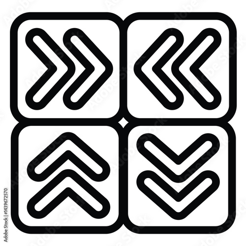 Signboard with route direction arrows line icon, making road concept. Vector graphics. Traffic shift road signal lamps sign on white background, style for mobile or design.