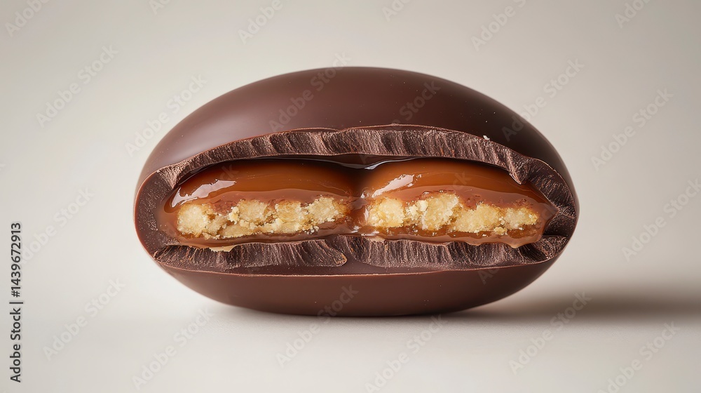 Creamy Chocolate Treat with Soft Caramel and Biscuit Layer Inside