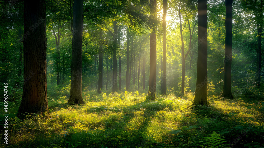Sunbeams in the Forest: A Serene Landscape Sunbeams in the Forest: A Serene Landscape