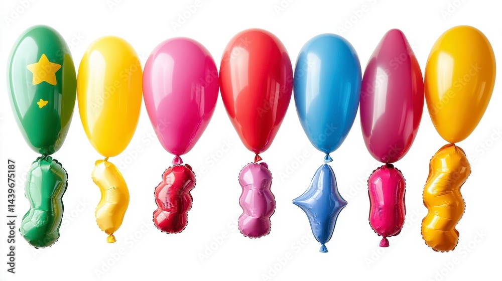 Colorful Balloons in Various Shapes and Colors for Celebrations
