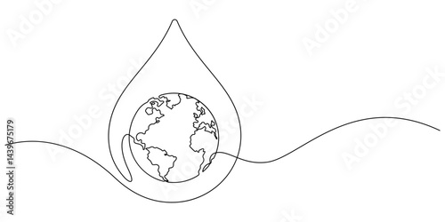 save world save water concept one line illustration