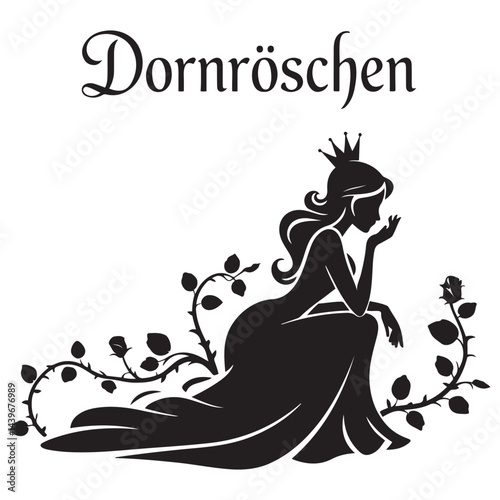 Dornröschen Vector Black silhouettes. with white background