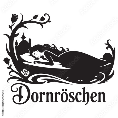 Dornröschen Vector Black silhouettes. with white background