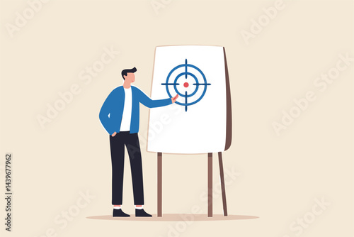 Scope of work, define work to be performed agreement document, plan or strategy in project management, goal and target concept, smart businessman project manager present scope of work in meeting.