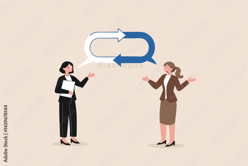 Obraz premium AListen to team feedback to improve work quality, communication skill or client relationship, ask and answer question for idea development concept, cheerful businesswomen share feedback