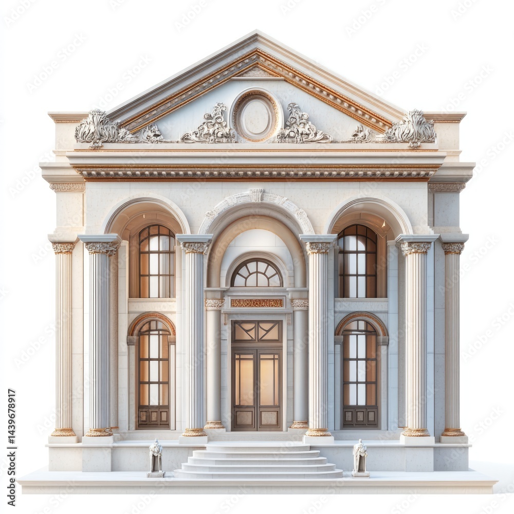 Obraz premium Grand Classical Building Facade with Columns and Intricate Details