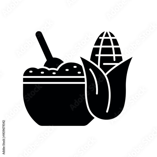 cornstarch black flat icon. Vector isolated element