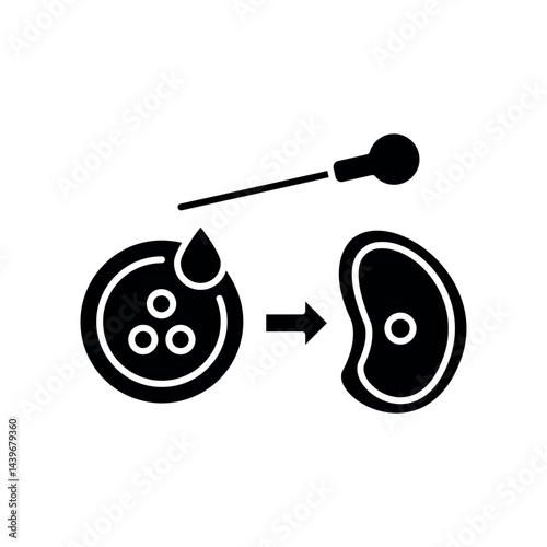 Cultured cells black flat icon. Vector isolated element