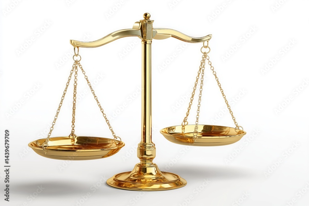 3D Golden Scales of Justice