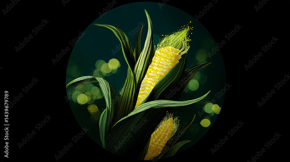 Corn Cob with Kernels Icon Design