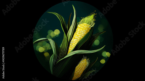 Obraz na płótnie Corn Cob with Kernels Icon Design w salonie