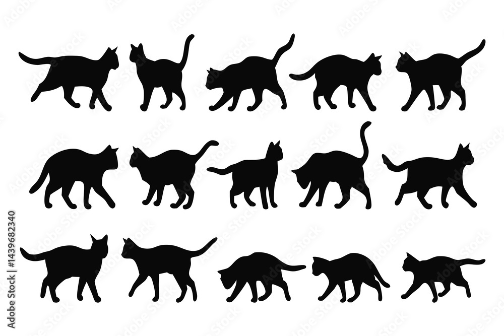 Fototapeta premium Diverse Cat Silhouette Collection