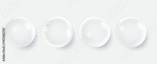 Hyaluronic acid bubbles. Collagen clear drops. Cosmetic serum. Skincare product.