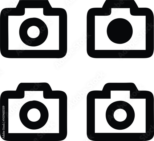 Photography Camera Icon Set: A set of graphic camera icons, simple and elegant design. perfectly capturing the essence of visual media.