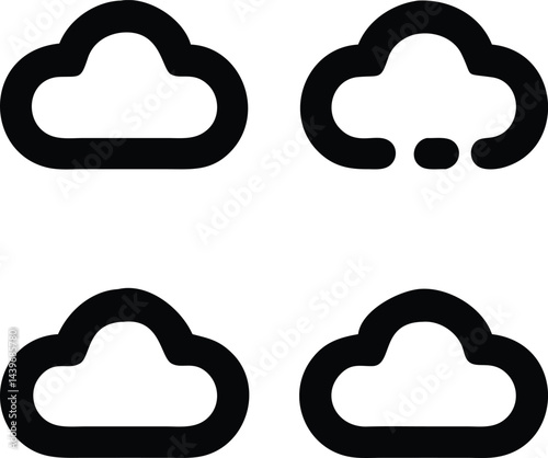 Cloud Icons: Clean and minimalist cloud icons, conveying data storage, online services, weather forecast concepts, perfect for a range of modern digital designs.
