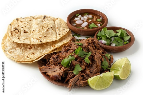 Lamb Barbacoa: A Mexican Classic Isolated On White Background.