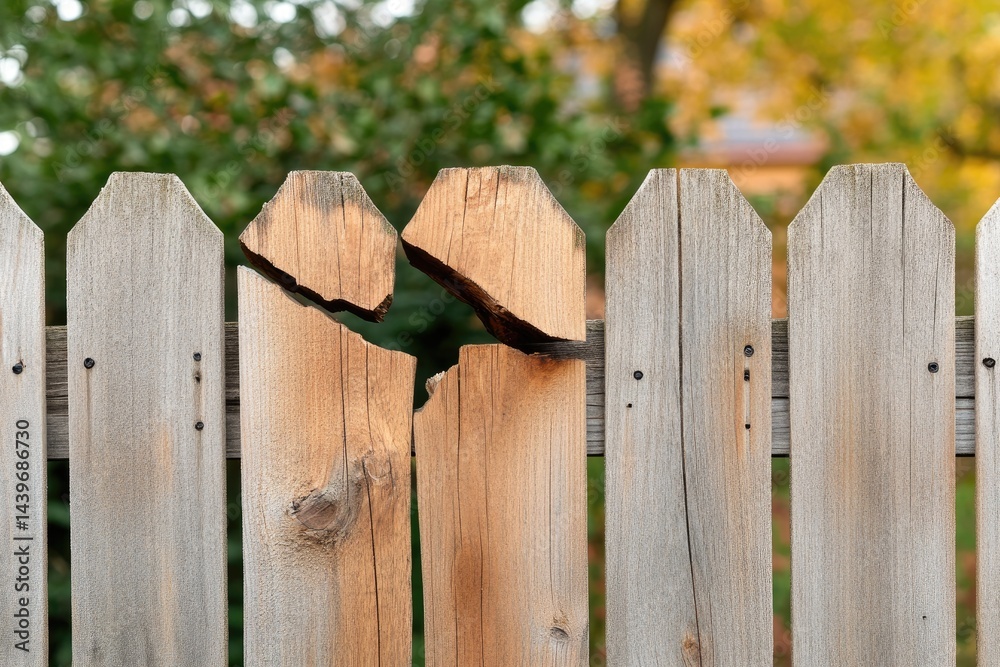 Fototapeta premium Cracked wooden fence panel