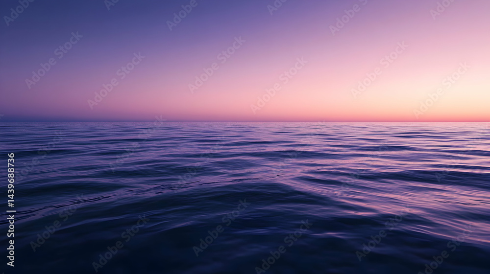 Obraz premium Purple Sunset over Calm Ocean: Serene Seascape Photography