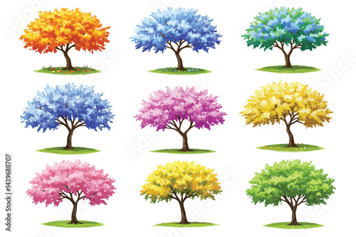 Colorful Tree Variations Vector Set

