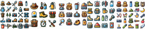 Vector set of mountain climbing equipment.