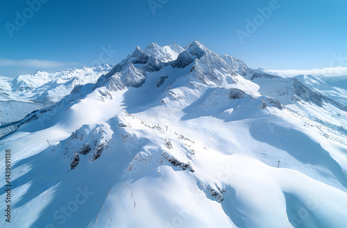 Aerial View of Snow-Covered Mountains