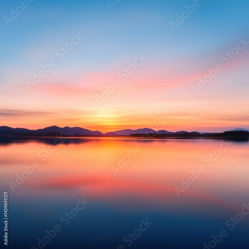 Sunset lake reflection