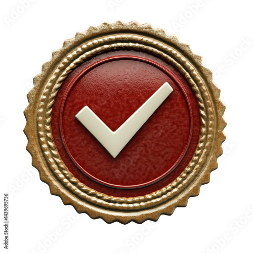 Elegant gold seal with a positive check mark against a black backdrop