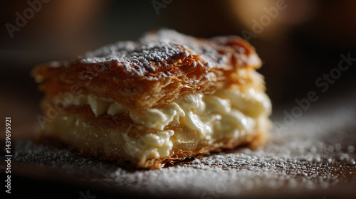 Obraz na płótnie Creamy layered pastry w salonie