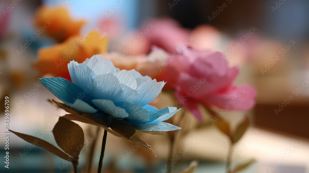 Creating beautiful paper flowers in a crafting workshop setting, close-up view for design inspiration.