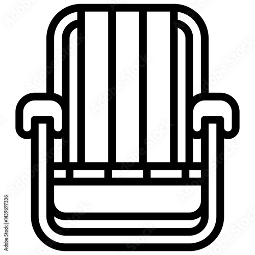 Beach chair. Editable stroke vector icon.